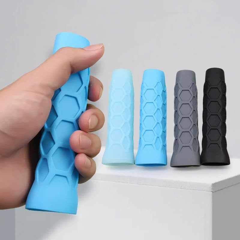 Shock Absorbing Anti Slip Silicone Racket Grip Sleeve Reusable Tennis Sports Handle Protector Wrap