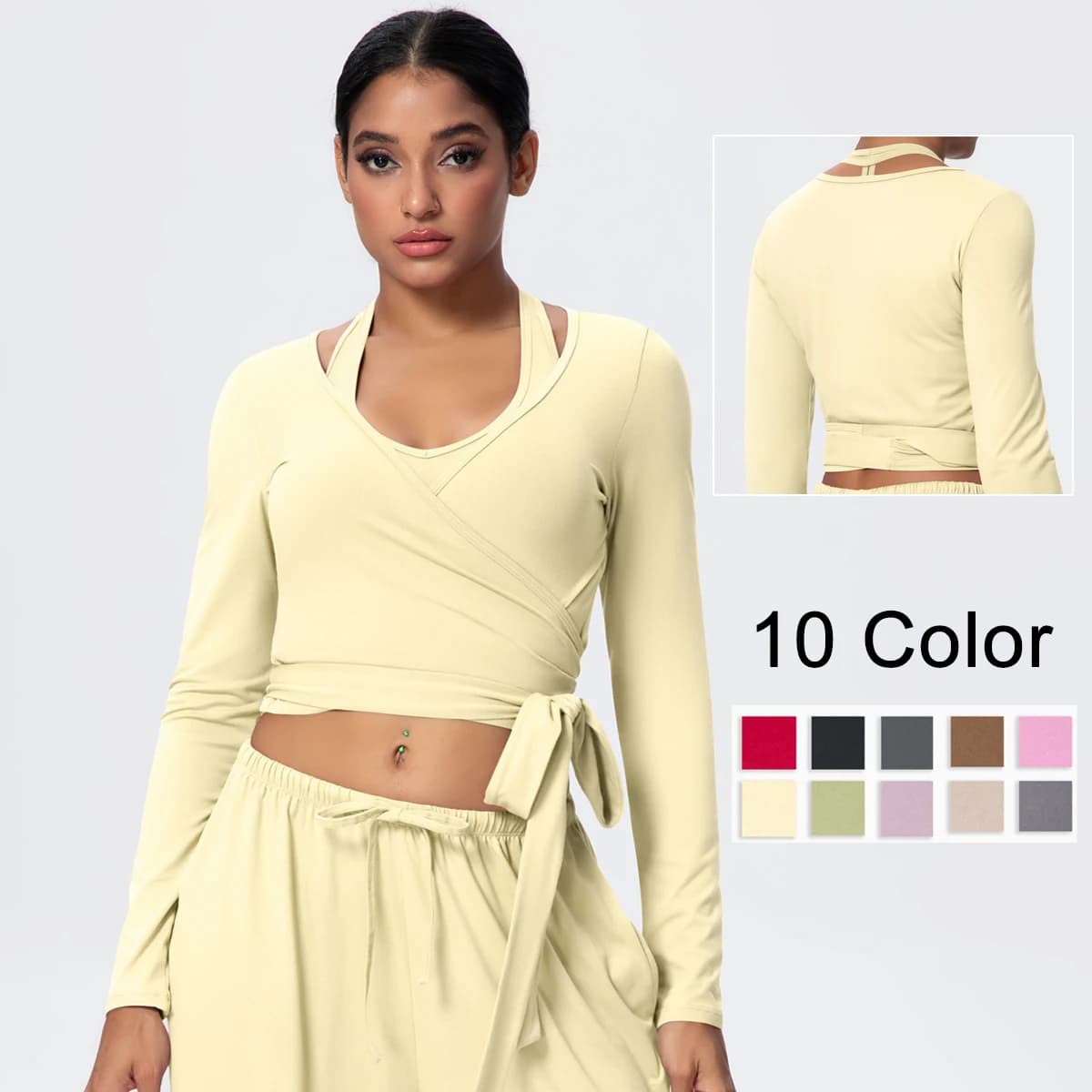 Women's Sports Top Slim and Breathable Sport Clothing Sport Sports Yoga Long Sleeved Running Shirts Solid Color Yoga Top Design Straps