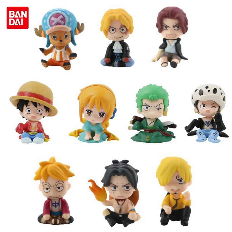 10 pz Set Anime One Piece Figure Giocattoli Rufy Roronoa Zoro 4 cm Q Versione Action Figura Kawaii Doll Decorazione Auto PVC Modello Regalo