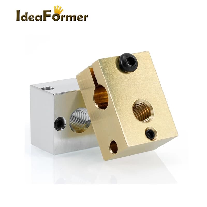 Parti della stampante 3D E3D V6 Blocco aggiornato Blocco riscaldatore ufficiale in ottone di alluminio per termistore PT100 NTC100K J-testa Hotend Estrusore