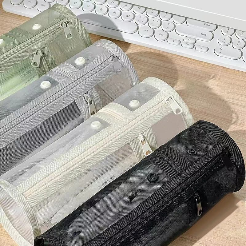 1 pz astuccio in rete trasparente borsa per cancelleria borsa per penne portatile per studente scolastico organizzatore di cancelleria per ufficio portapenne in piedi