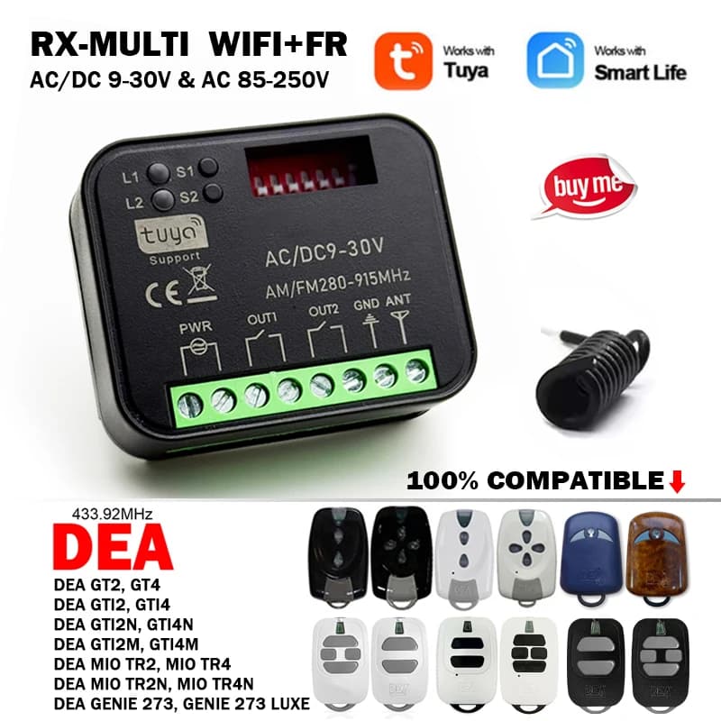 Nuovo RX-MULTI 300 a 868 MHz Tuya WIFI Ricevitore del telecomando per DEA GT2 GT4 GTI2 GTI4 GT2N GT4N GT2M MIO TD2 TR2 TR2N GENIE 273