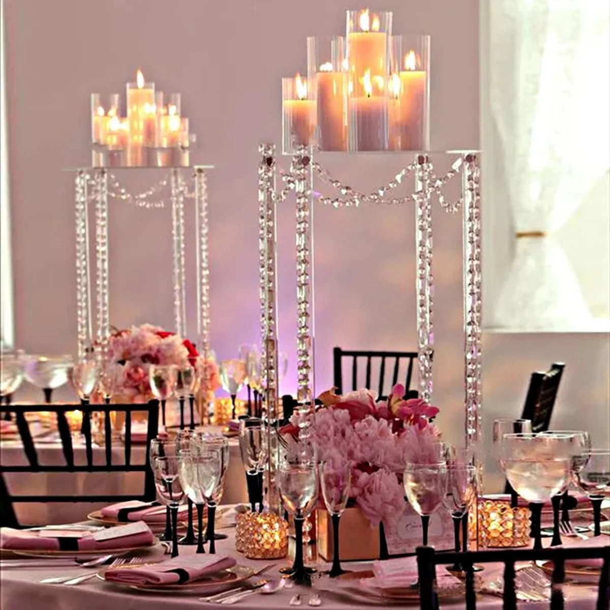 10 pz) 60 cm/100 cm) centrotavola matrimonio lampadari di fiori vaso di fiori acrilico candeliere portacandele per la decorazione di nozze