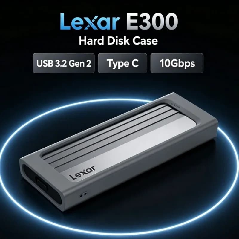 Lexar E300 NVMe SSD Enclosure M.2 USB 3.2 Gen 2 Type C Mobile External Hard Disk Case for 2230/2242/2260/2280 SSD
