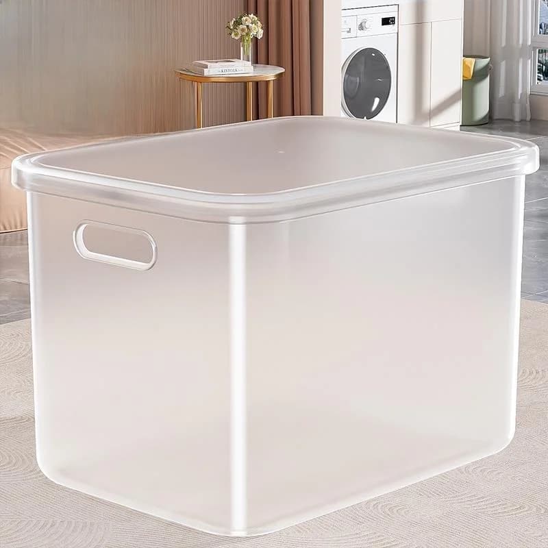 Scatola di Stoccaggio in Plastica Trasparente, Organizzatore per Vestiti, Cesto per Alimenti, Contenitore per Armadio, Organizzatore Trasparente