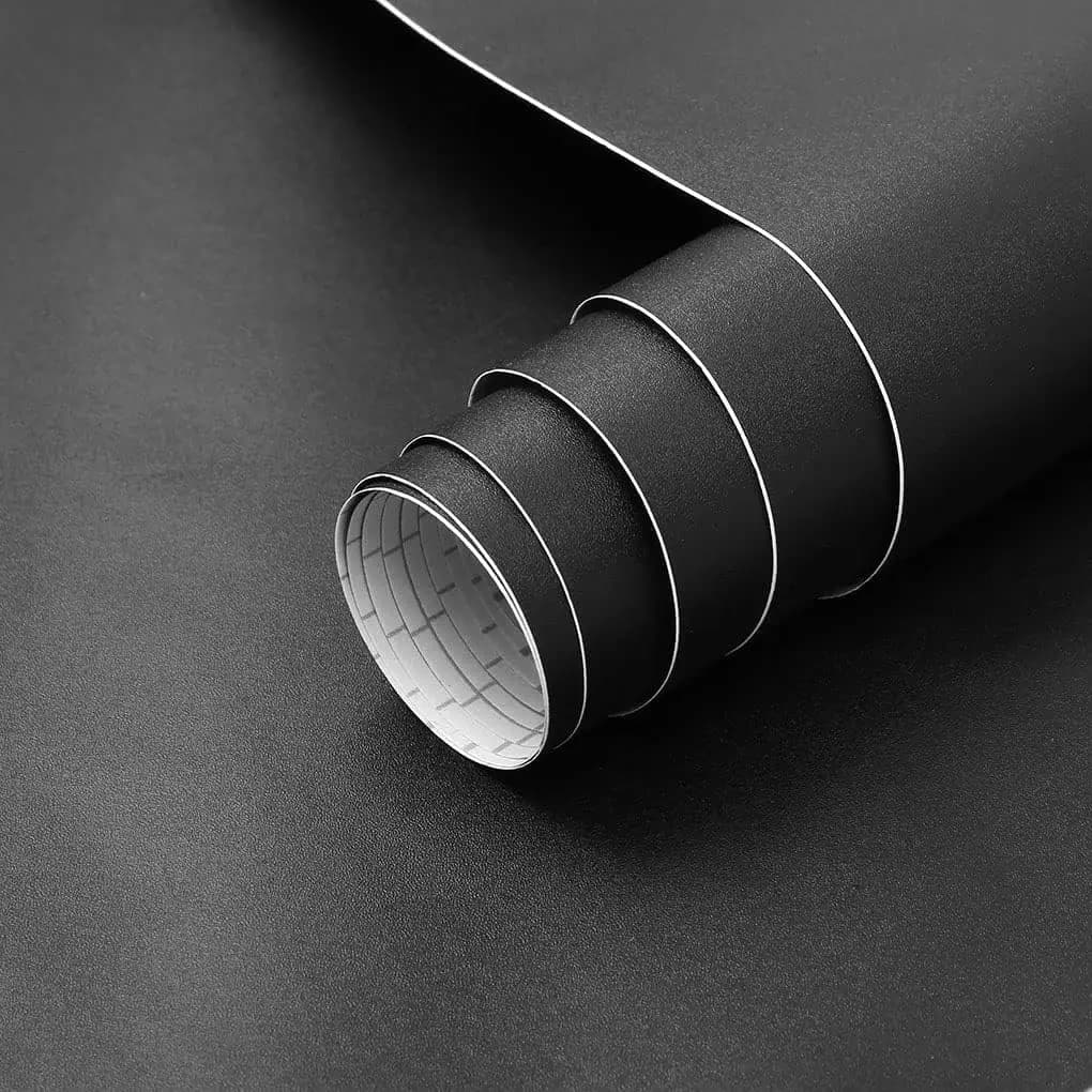 Matte Black Self-Adhesive and Removable Vinyl Wallpaper Waterproof Contact Paper for Cabinets Countertops Wall Covering
