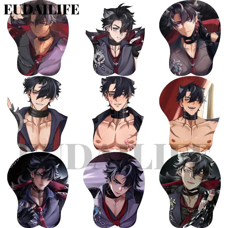 Wriothesley 3D Mano Poggiapolsi Mouse Pad Genshin Impact Mousepad Sexy Silicone Oppai Petto Morbido Tappetino per Mouse Gioco Otaku Lavoro d'ufficio