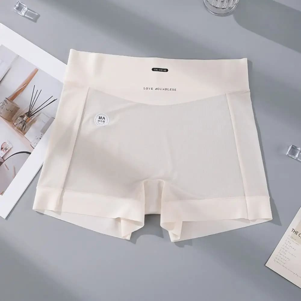 Fashion Thin Ice Silk Panties Cotton Crotch Large Size Women's Briefs Underwear Underpants Seamless Safety Short Pants Gifts
