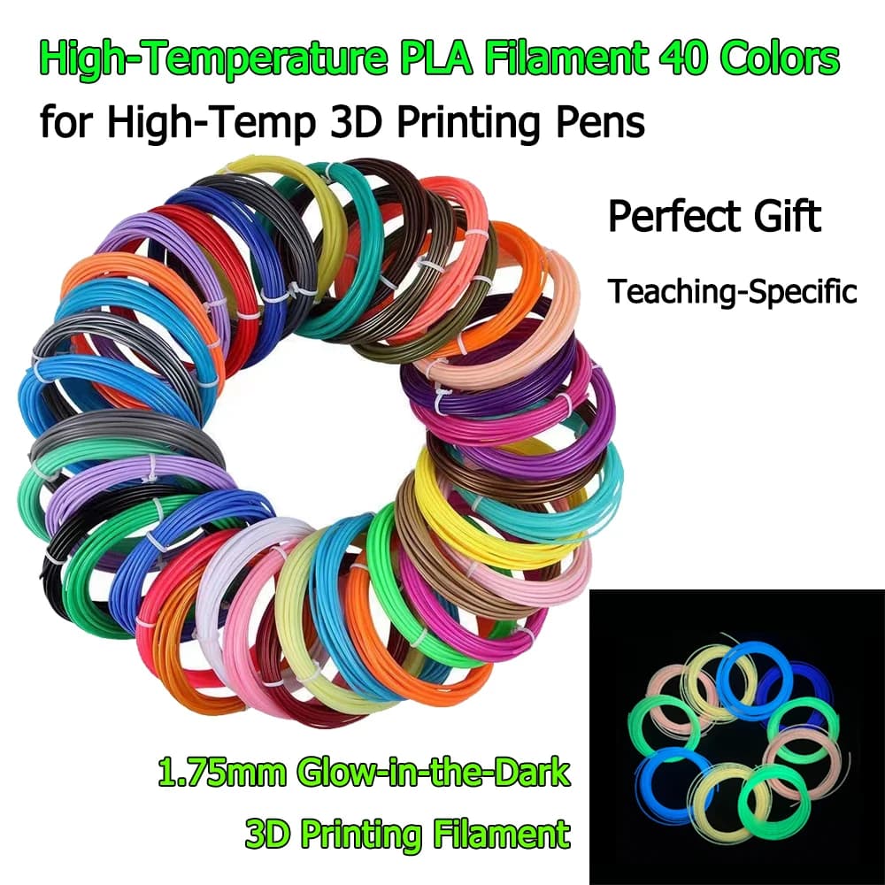 Filamento per Penna 3D 1.75mm PLA, Ogni Colore 33 Piedi (10m), Filamento 3D Fluorescente, Regalo Perfetto per Bambini e per Scopi Educativi