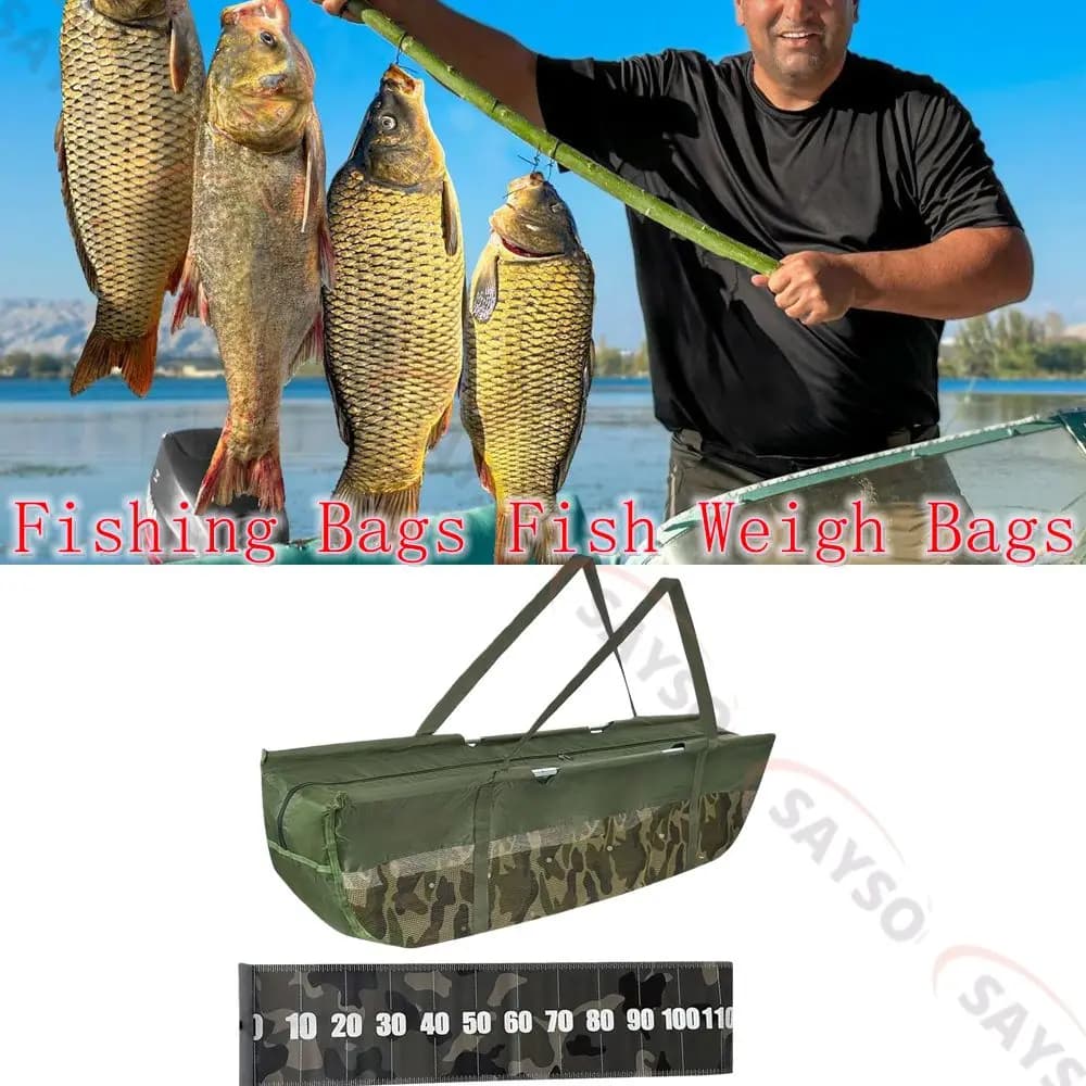 Borse da pesca, Sacche per pesare il pesce, Sacche pieghevoli in rete per pesare il pesce catturato, per la pesca al branzino