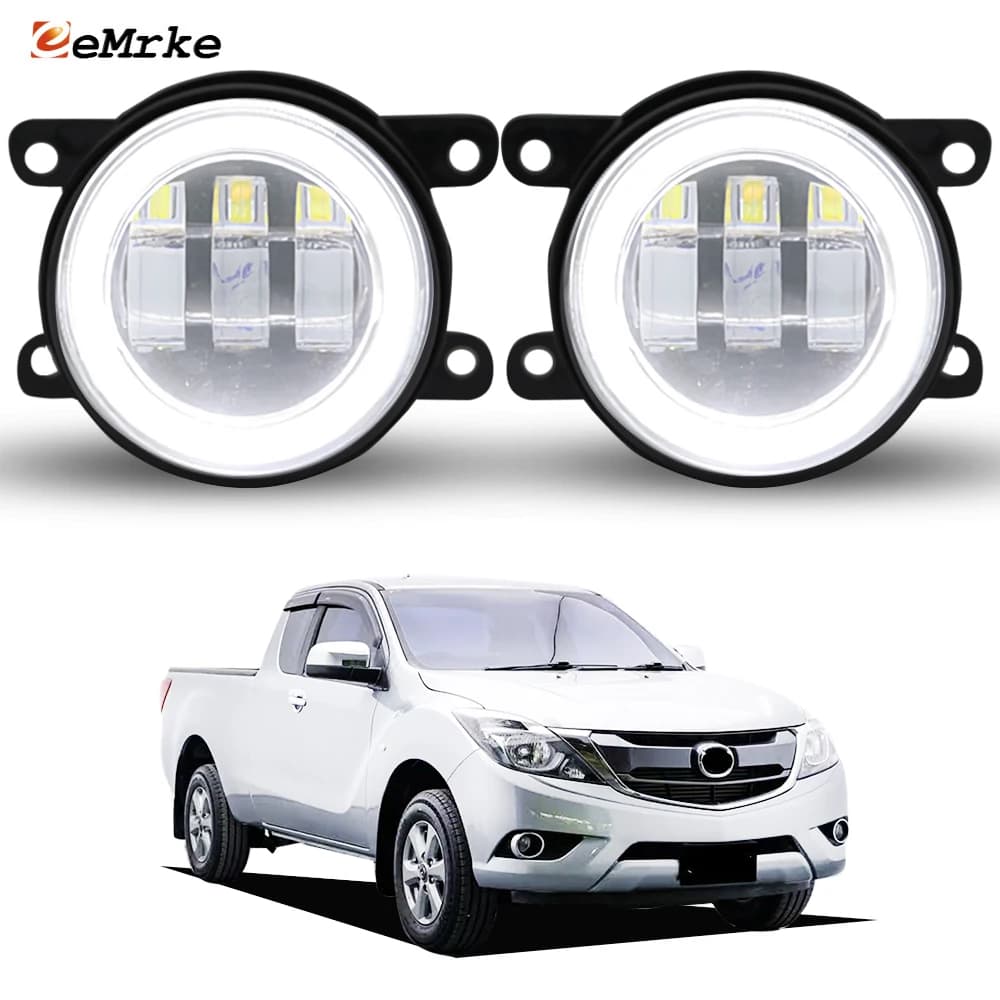 Fari Fendinebbia a LED Aggiornati con Lente DRL per Mazda BT-50 UP / UR 2011-2019, Luci Diurne a Anello Angel Eyes per Auto