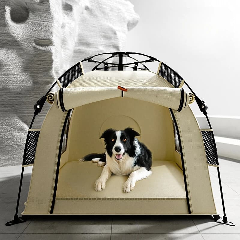 Tenda per cani pieghevole automatica Riparo esterno semi-chiuso per razze di grandi dimensioni Cuccia canina portatile da campeggio per animali domestici a prova di raggi UV