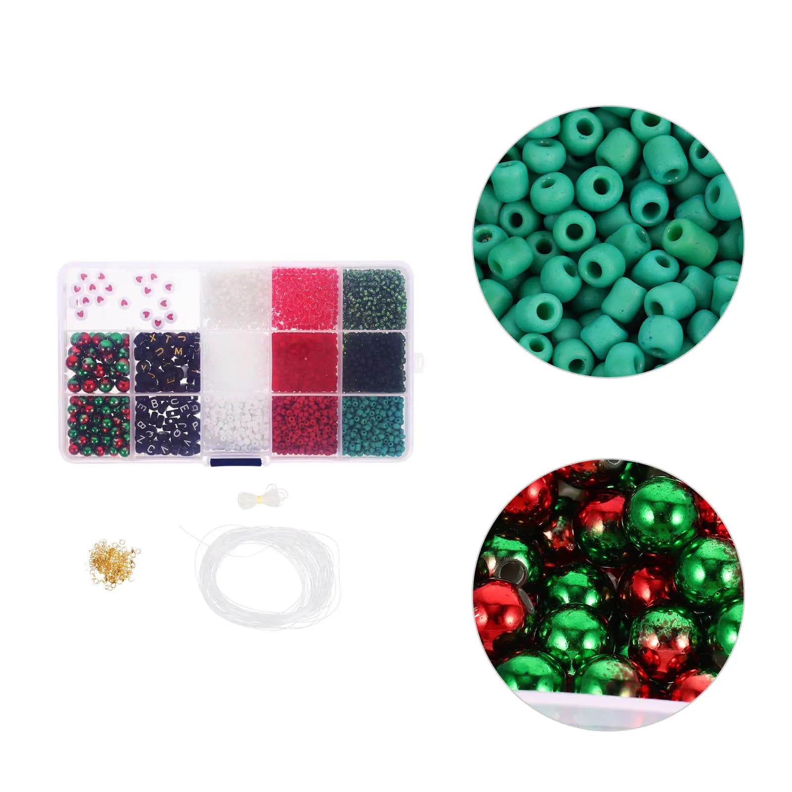 Set di Perline per Orecchini Natalizi, Kit Fai-da-Te per Creazione di Gioielli in Acrilico e Lega, Accessori per Bracciali e Collane, Set Regalo per Artigianato