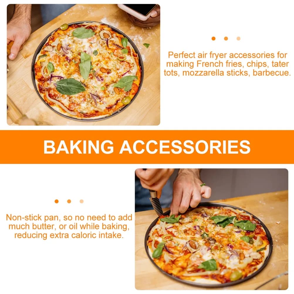 Pizza Pan Nonstick 9Inch Oven Baking Pan Air Fryer Accessory Baking Tray Barbecue Tools Kitchen Supplies Air Fryer Accessory