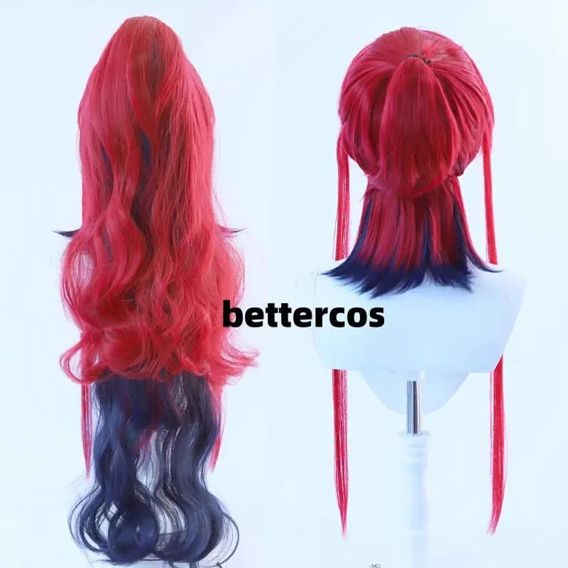 New Game Arknights Yu Cosplay Wig Red 90cm Long Crimson Red Gradient Strong Blue Heat Resistant Synthetic Hair Halloween FDS2025