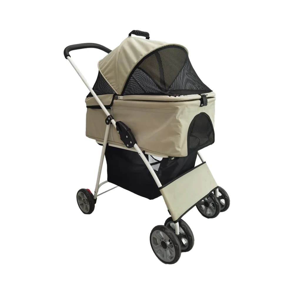 Passeggino per Cani, Pieghevole e Portatile, Lussuoso Passeggino in Alluminio per Animali Domestici con Cerniera, 4 Ruote