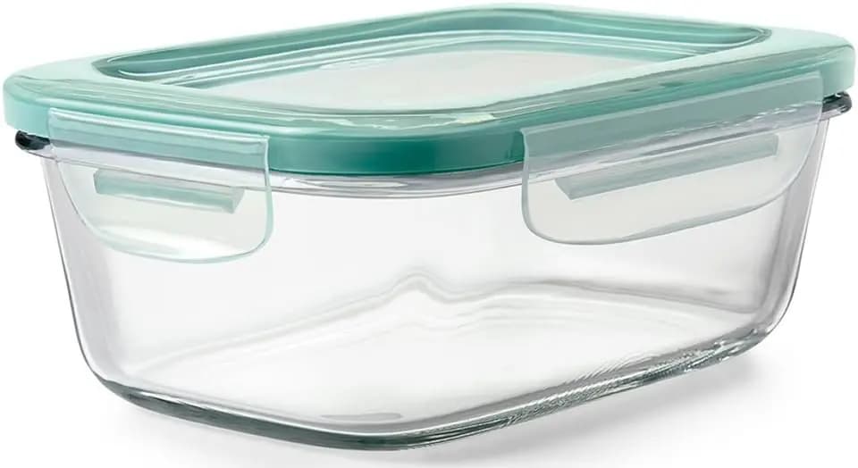 Contenitore Ermetico in Vetro per Alimenti da 3,5 Tazze con Chiusura a Clip Antigoccia per Preparazione Pasti e Avanzi