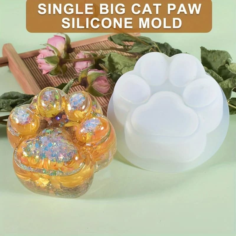 1 grande stampo in silicone con zampa di gatto, candela fai da te applicabile, artigianato in resina e portachiavi - Design durevole con zampa di cartone animato, adatto per la decorazione domestica