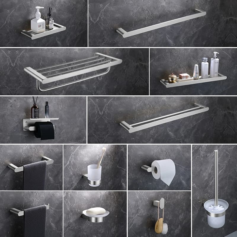 Stainless Steel Bathroom Accessories Wall Shelf Towel Bar Rack Rail Toilet Brush Roll Paper Holder Soap Dish Bathroom Hardware