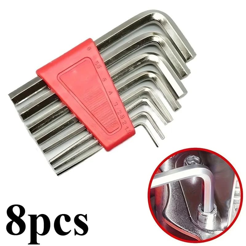 Set di 8 Chiavi Esagonali Metriche per Moto e Biciclette, Chiavi Allen a L, Set di Utensili a Braccio Corto per Riparazione Biciclette