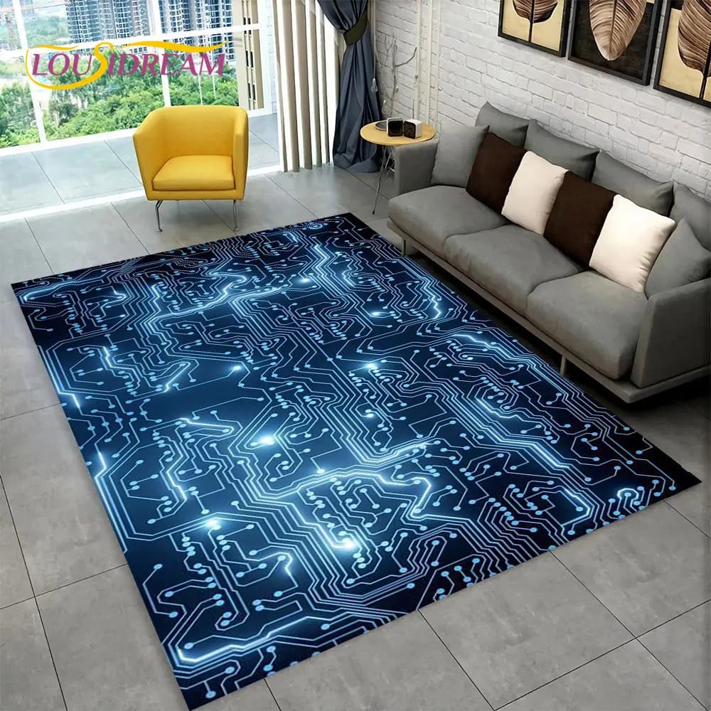 3D Chip Circuit Board Area tappeto, tappeto per la casa soggiorno camera da letto divano sala giochi zerbino Decor, gioco per bambini tappetino antiscivolo