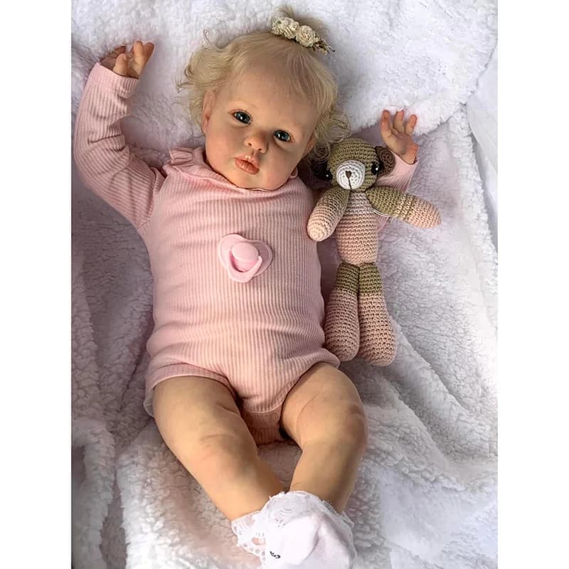 60 CM Ellie Reborn Baby Doll Baby Baby Doll Baby Doll Princess Girl Realistic Soft Touch 3D Leather Art Doll with Root Hand Hair