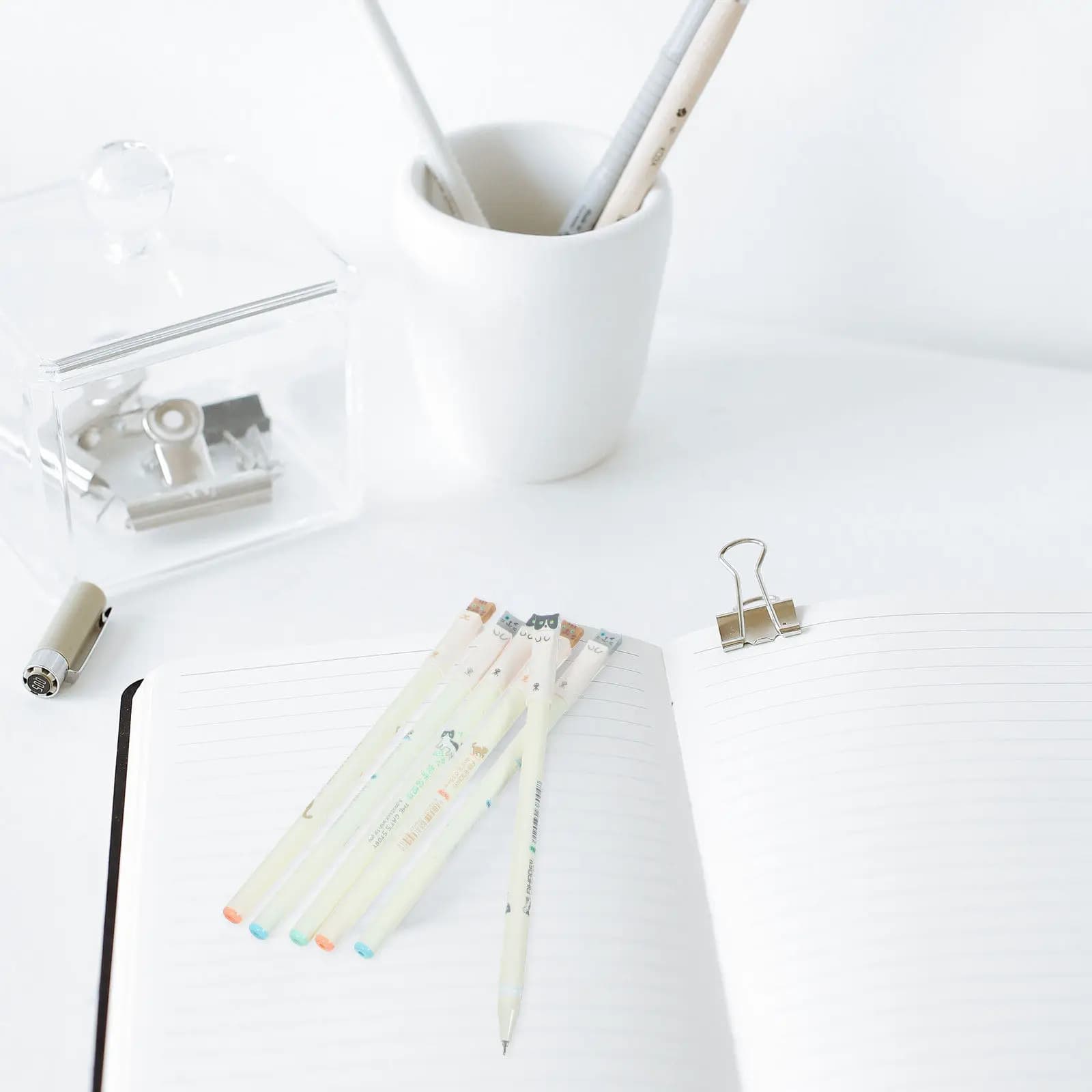 6 penne gel a forma di gatto, inchiostro nero, scrittura fluida, articoli di cancelleria carini e kawaii per studenti, insegnanti, ufficio, scuola, casa, scrittura decorativa