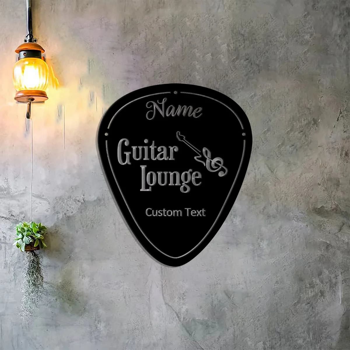 Cartello decorativo personalizzato per chitarra, cartello in metallo per chitarra personalizzato, decorazione da parete con nome per chitarra, cartello per plettro per chitarra