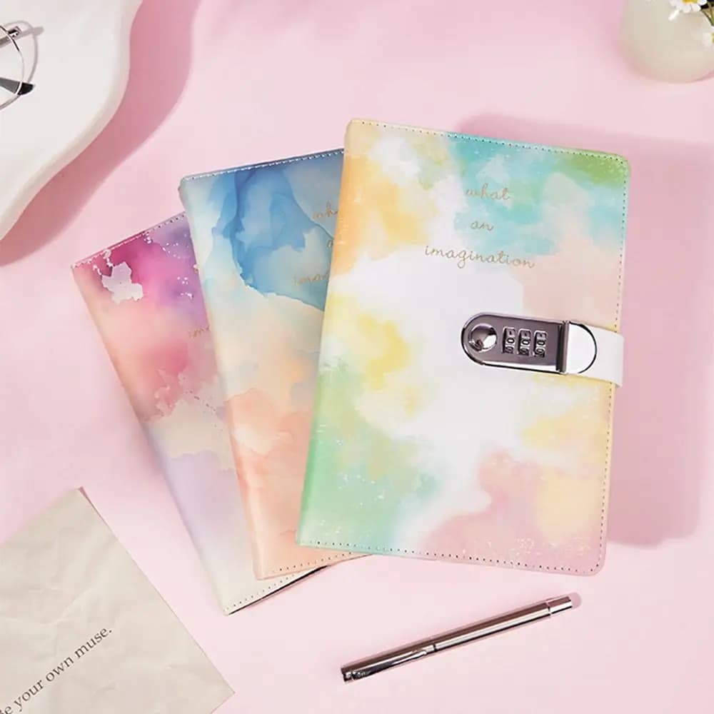 240 Pages A5 Journal Notebook Protecting Secrets Thickened Password Book with Lock Waterproof PU Leather Student Notepad
