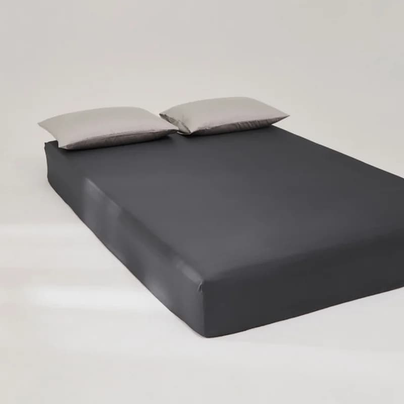 1pc 18" Deep Pocket Fitted Sheet Silky Summer Cooling Mattress Cover Lyocell Grey Black Bed Sheets US Bedding Full Queen King