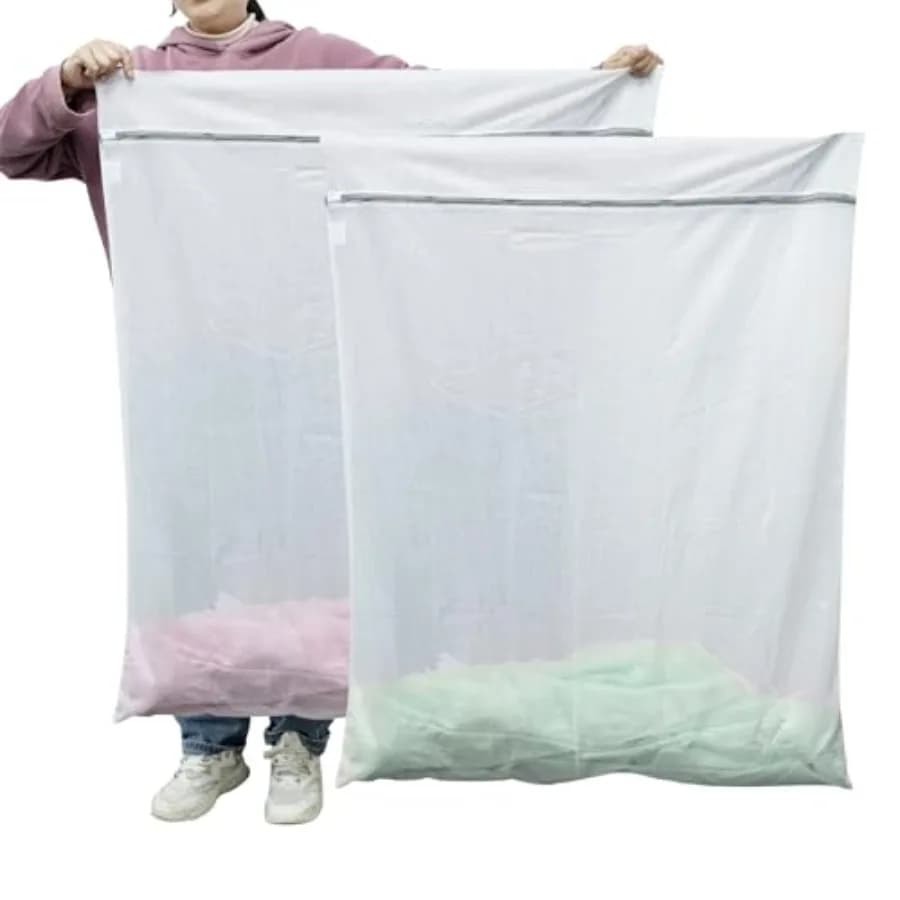 2 Pack Extra Large Mesh Laundry Bag 43 x 35 in XXXXL Washing Bag Jumbo for Bedding, Blankets, Clothes, Pet Items, Travel and St