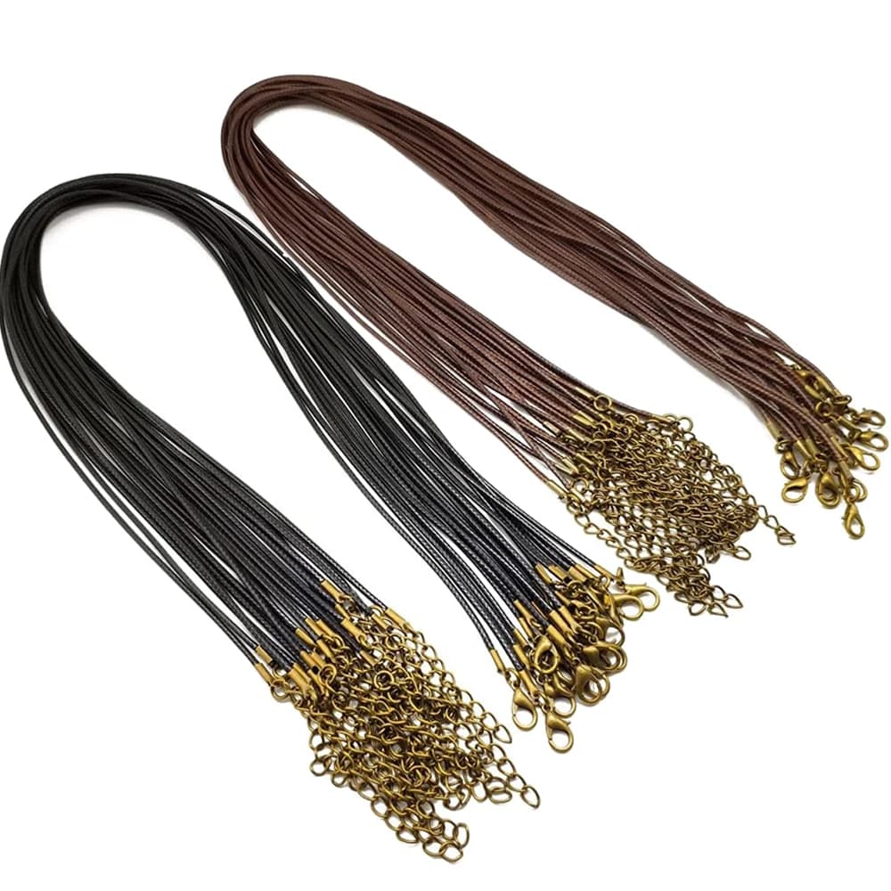 20 pezzi 45 cm cavo per collana cerato marrone con catena in bronzo chiusura a moschettone per braccialetti fai da te pendenti creazione di gioielli fornitura di perline