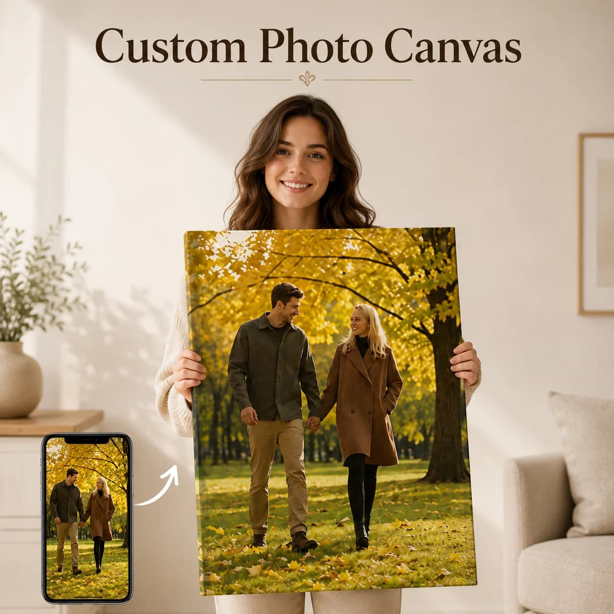 Custom Canvas Prints Photo Poster Personalized Wall Art for Family Life Pet Anime Birthdays Weddings Scenery Decor