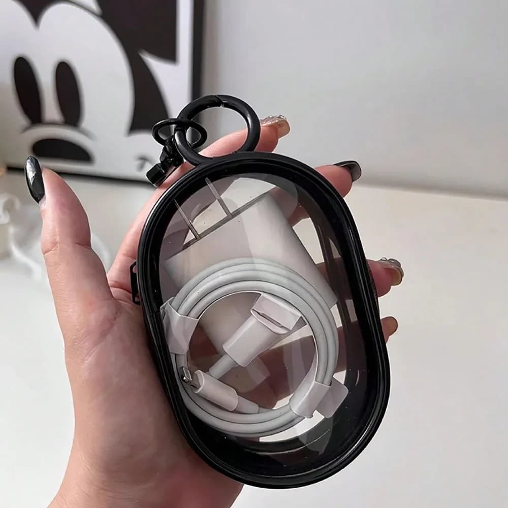 Borsa Organizer Portatile per Cavi, Custodia Trasparente per Caricabatterie e Accessori da Viaggio, per Casa, Ufficio e Viaggi, 1/2 Pezzi