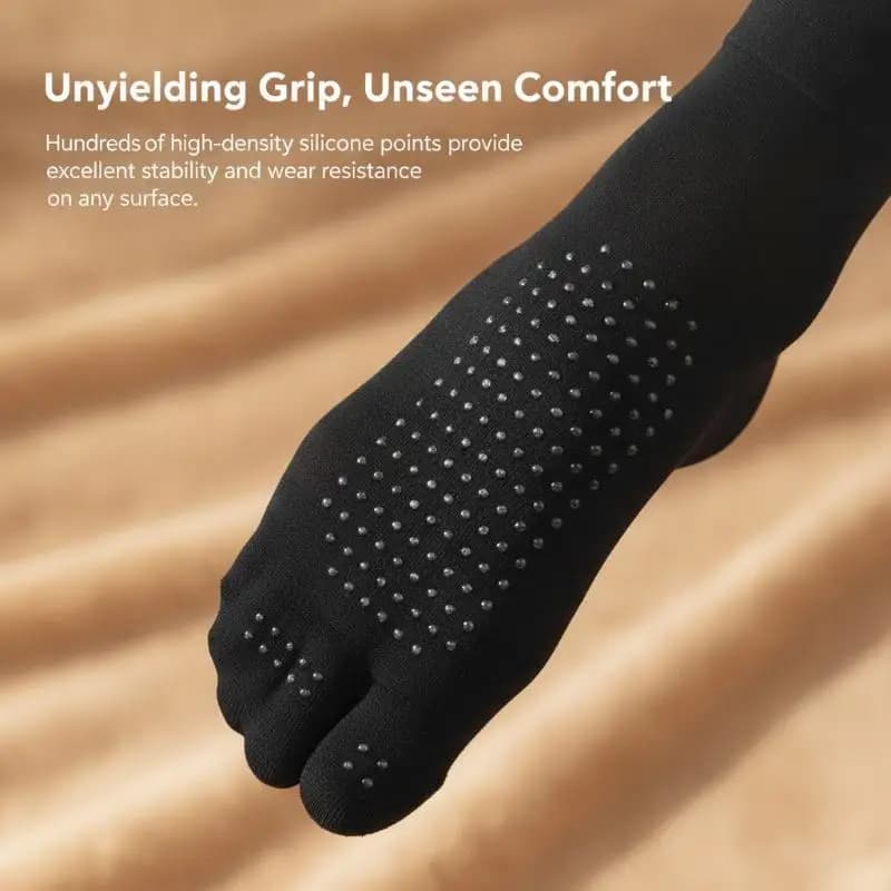 Women Two Finger Silk Sock 1 Pair Solid Color Sheer Nylon Stockings Silicone Anti Slip Sole Breathable Thin Sock For Casual Wear