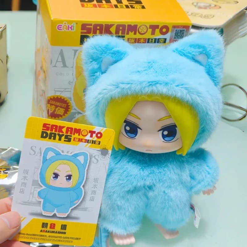 EAKI Sakamoto Days Plush Blind Box Felpa con Cappuccio Orecchie da Gatto Peluche in Vinile Lu Shaotang Anime Figure Ciondolo per Borsa Oggetto da Collezione Disponibile