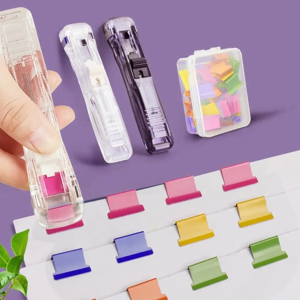 Semplice clip pusher Traceless metallo mano push morsetto studenti cancelleria carta rilegatura clip riutilizzabile documento file cucitrice