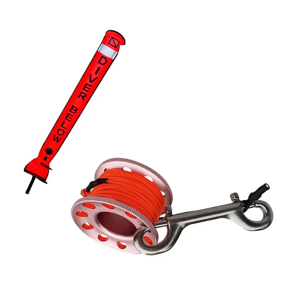 Combo Tubo Segnalatore di Sicurezza per Immersioni con Nastro Riflettente per Immersioni Subacquee e Emergenze Sottomarine
