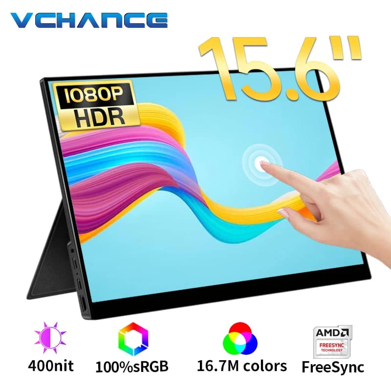 VCHANCE Portable 15.6 Inch 1080p Touch Screen Monitor Hidden Support Game Second Laptop Display Ps4/5 Xbox MacBook Switch