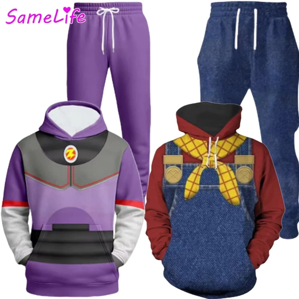 Men's Costume for Adults Zurg Woody Cartoon, Hoodie and Pants in Plush, Halloween and Theme