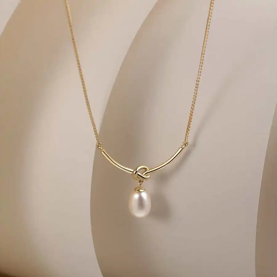 Elegant faux pearl rope necklace with moon pendant, delicate clavicle chain, perfect gift for any occasion