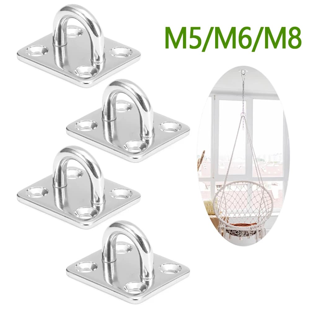 4 Pz M8-50X40mm In Acciaio Inox 304 Fiocco Anello Gancio Anello A Forma di U Design Viti Ganci Da Parete piastra gancio corda tirare anello hardware