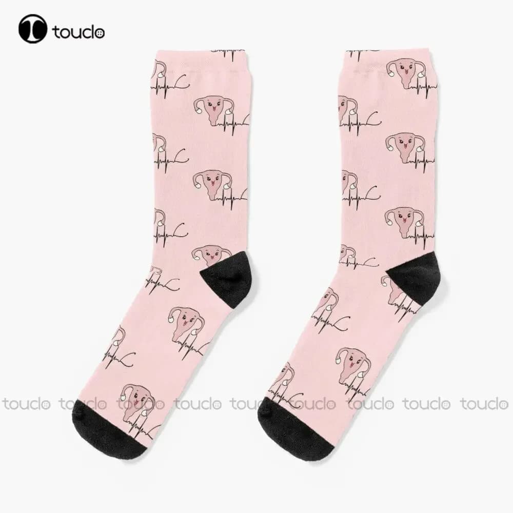 Gynecologist Doctor Steth Love Cuterus Menstrual Socks Cat Socks Women Personalized Custom Unisex Adult Teen Youth Socks Cartoon