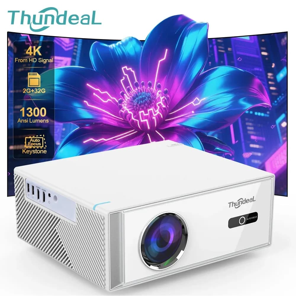 Proiettore ThundeaL TD95W 4K Full HD 1080P Android WIFI LED, Proiettore Portatile TD95 per Esterni, Videogiochi, Home Theater, Cinema