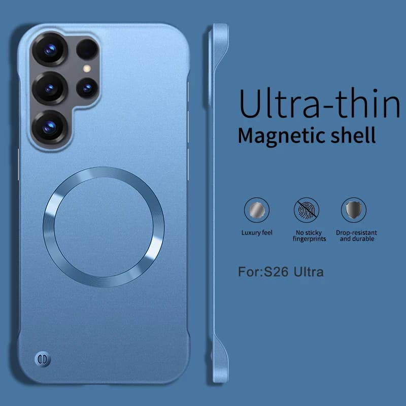 Custodia magnetica ultra sottile con vernice metallizzata per Samsung Galaxy S26 Ultra S25 S24 S23 Plus S22 Cover rigida per PC con raffreddamento senza cornice Funda