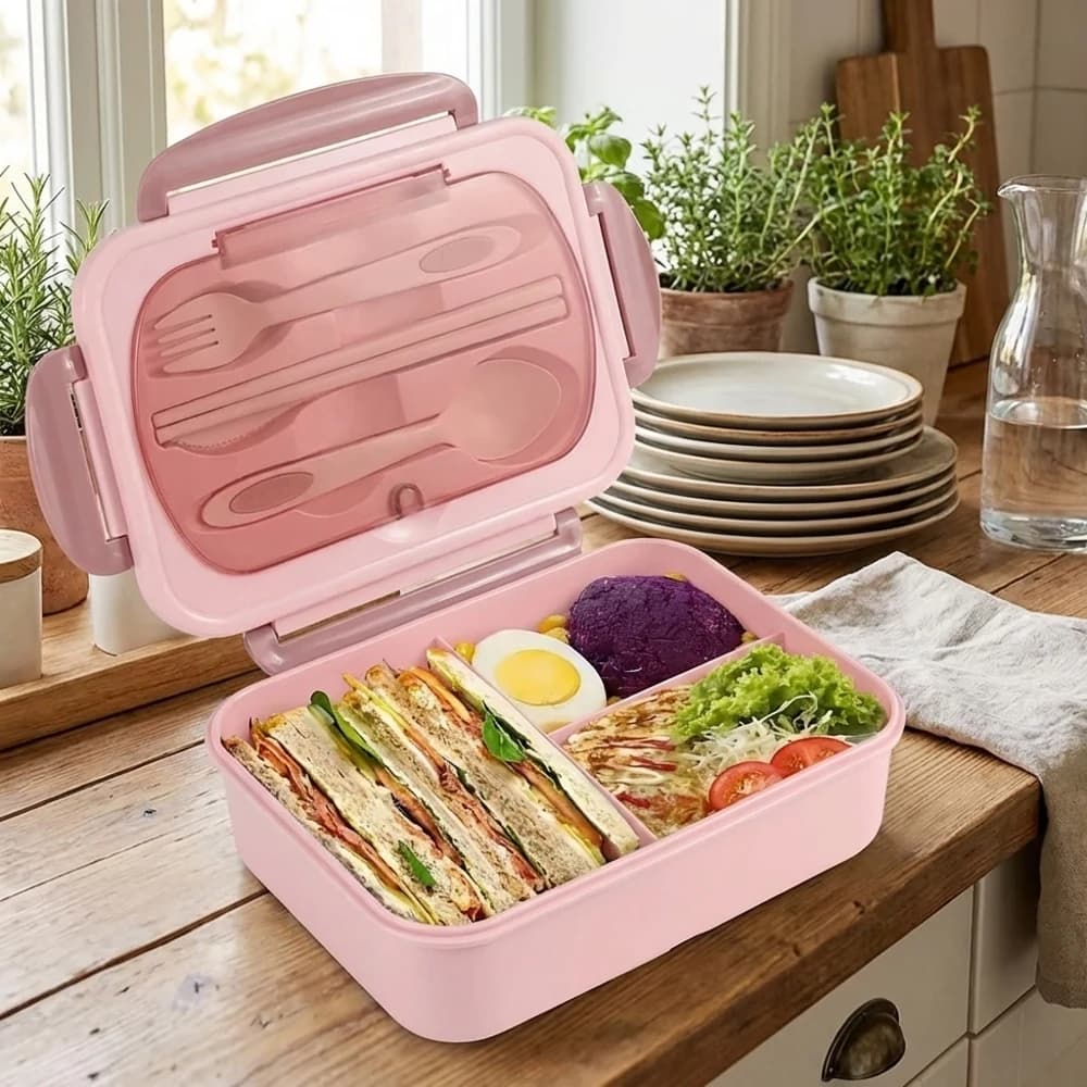 Set di 5 Contenitori Impilabili per Preparazione Pasti con Scomparti e Utensili, Scatole Pranzo Compartimentate, Contenitori Ermetici per Alimenti Senza BPA