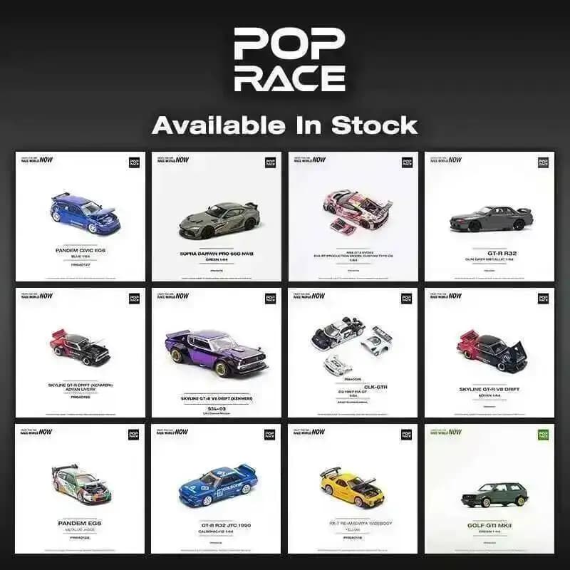 POP Race 1:64 CLK GTR D2 GTR R32 KPGC10 RX7 FD3S RWB NSX Top Secret Supra Diecast Car model Miniature toy collection