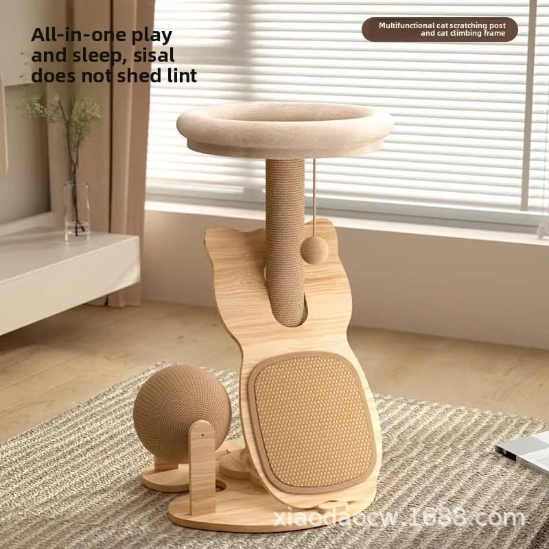 Sisal Cat Scratching Board Climbing Tree House Integrated Durable No Shedding Compact Toy Turntable Ball Cat Climbing Frame
