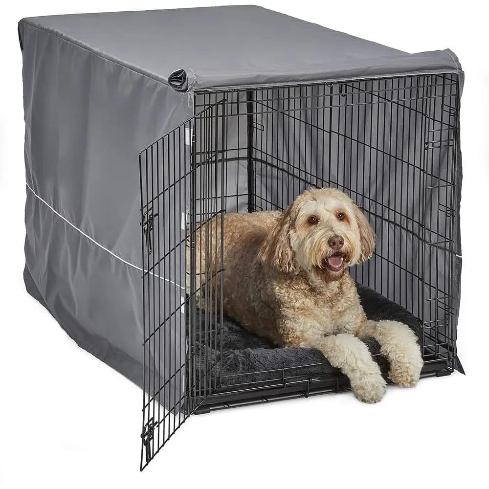 Set Gabbia per Cani XL a Doppia Porta 48 con Letto e Copertura per Razze Grandi