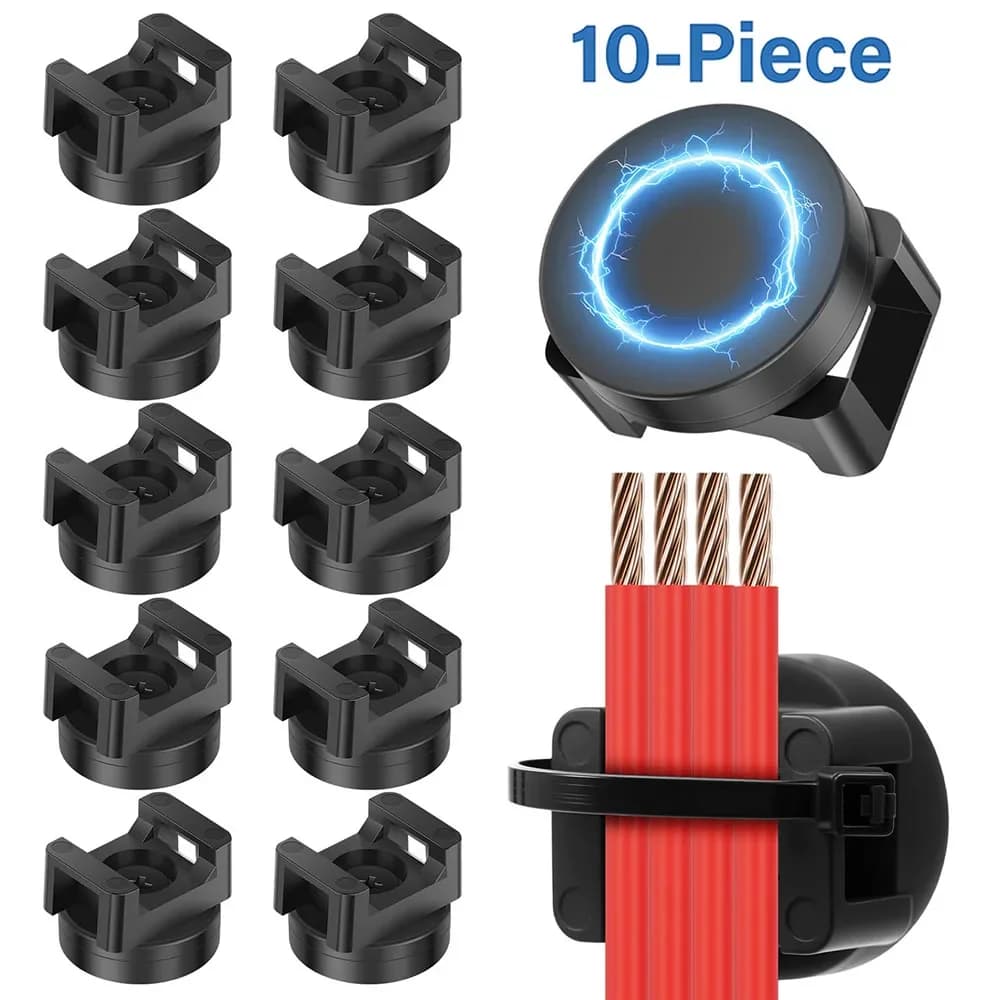 10PCS Magnetic Zip Tie Mount Multipurpose Waterproof Magnetic Cable Holder Magnetic Cable Clips for Home Office Wiring Organizer